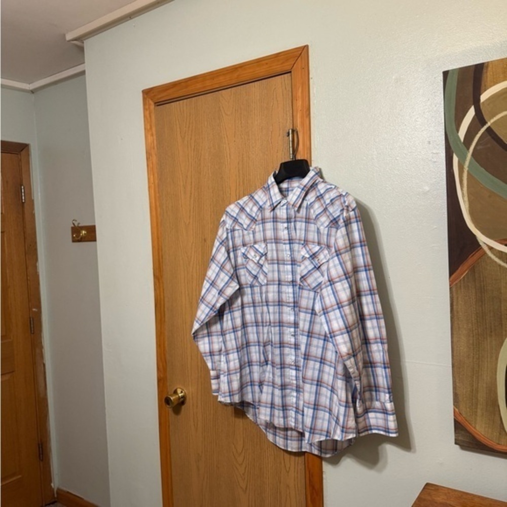 Ely Cattleman XXL w/Checked Print Long Sleeve Pearl Snap Western Shirt - EUC